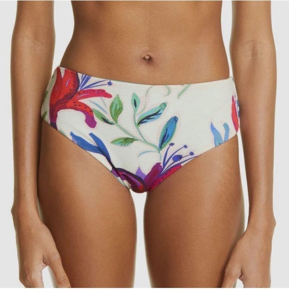 NWT La Double J Women's Ivory Floral Print Bikini Bottom
